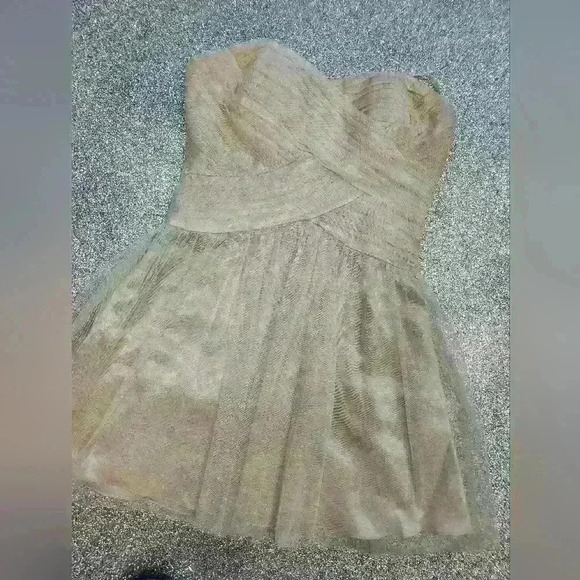 LAURA PETITES CHAMPAGNE GLITTER MININ DRESS SIZE 10 - Picture 3 of 9